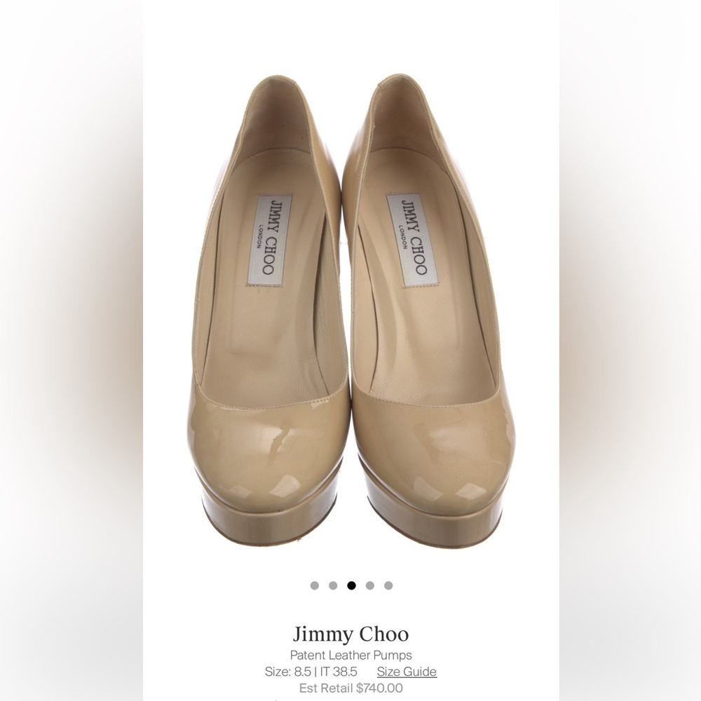 Jimmy Choo Beige Patent Leather Platform Pumps